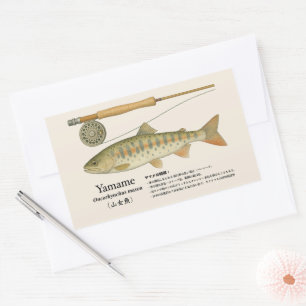 Sticker Rectangulaire Yamame (Oncorhynchus masou) – illustration japonai