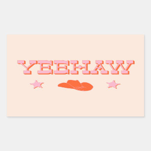Sticker Rectangulaire Yeehaw + cowboy ou cowgirl casquette