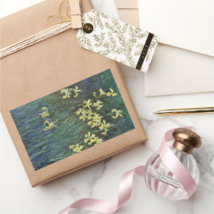 Sticker Rectangulaire Yellow Irises par Claude Monet, Art Vintage
