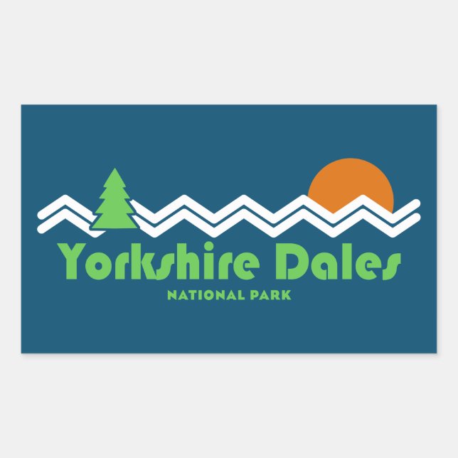 Sticker Rectangulaire Yorkshire Dales National Park Retro (Devant)