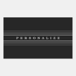 Sticker Rectangulaire Your Custom Text & Modern Stripes | Black & White