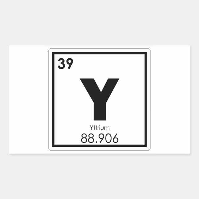 Sticker Rectangulaire Yttrium, élément chimique symbole formule chimique (Devant)