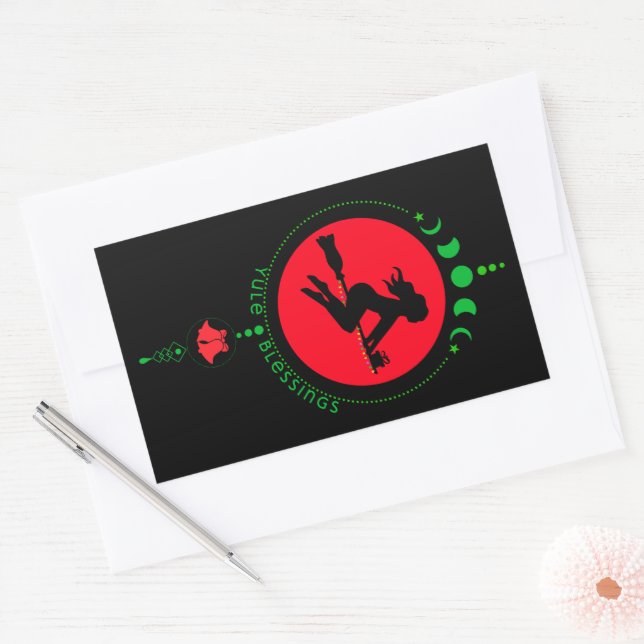 Sticker Rectangulaire Yule Blessing, lune de sorcières (Enveloppe)