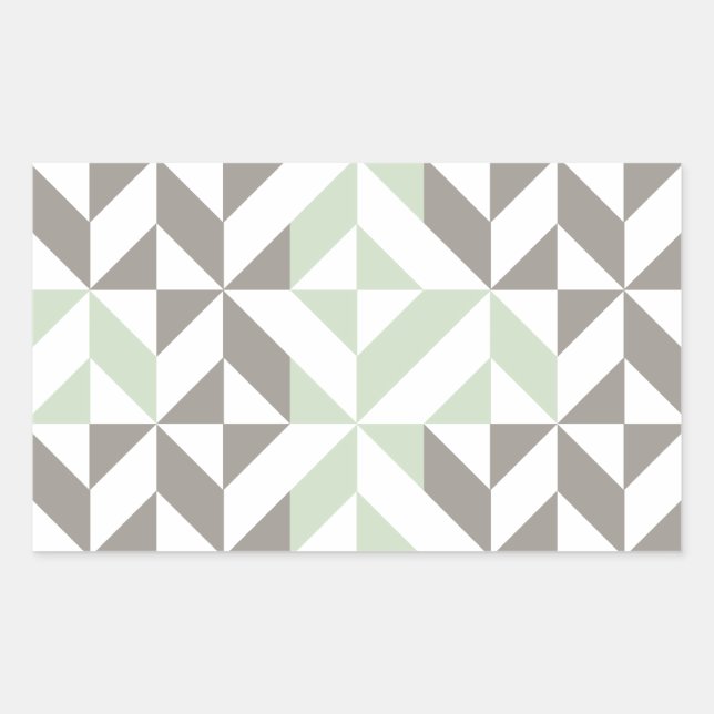Sticker Rectangulaire ZigZag géométrique Sage Green et Silver (Devant)