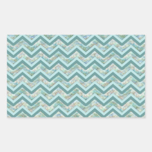 Sticker Rectangulaire Zigzag turquoise nacré