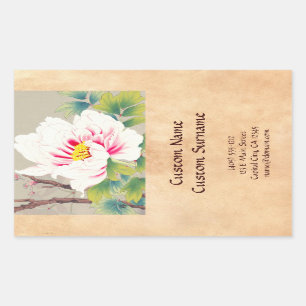 Sticker Rectangulaire Zuigetsu Ikeda Pink Camellia japonaises fleurs art