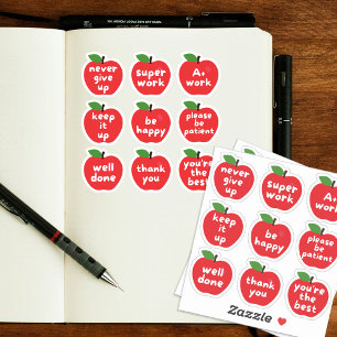 Sticker Red Apple Super job Student Achievement Enseignant