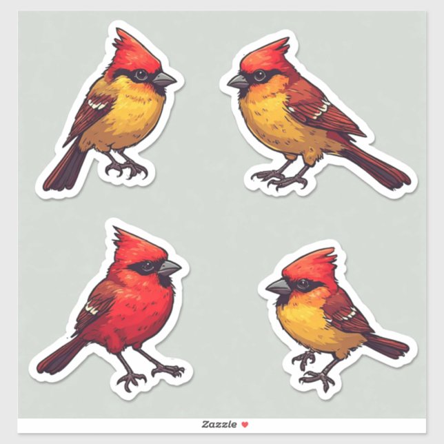 Sticker Red Cardinal & Songbird Set for Scrapbooking gifts (Feuille)