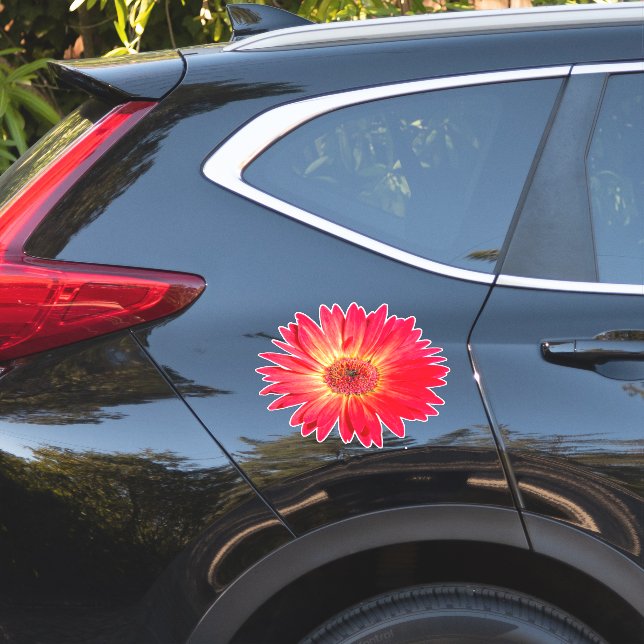 Sticker Red Gerbera Daisy (Coté voiture)