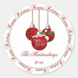 Sticker Red Green Christmas Happy Holidays