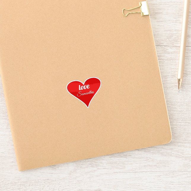 Sticker Red Heart Love Valentine's Day Name & Text (Carnet de notes)
