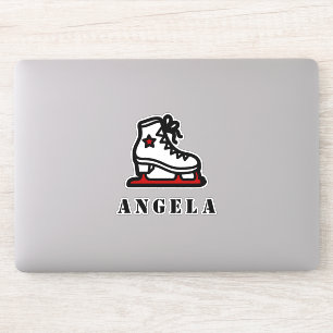 Sticker Red Ice-Skating Star Patinage Girl's Name Girly mi