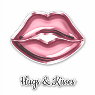 Sticker Red Lips Kiss Hearts
