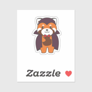 Sticker Red Panda Halloween Cute Devil Vampire Costume