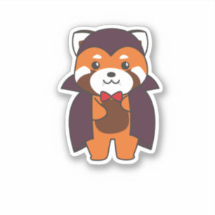 Sticker Red Panda Halloween Cute Devil Vampire Costume