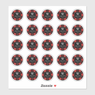 Sticker Red Parties scintillant Poker Chip Casino Mariage 