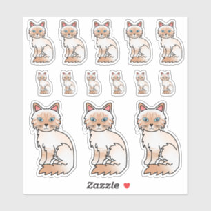 Sticker Red Point Tabby Birman / Ragdoll Cartoon Cats