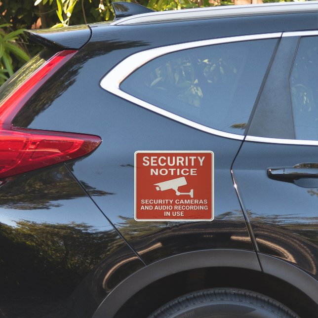Sticker Red Security Notice Sign – Surveillance Cameras  (Coté voiture)