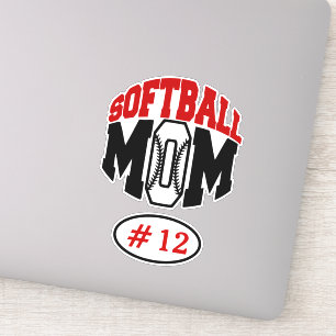 Sticker Red Softball Maman Contour