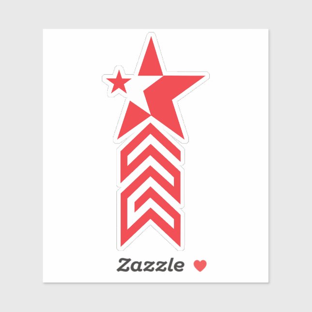 Sticker Red Star with Chevron Arrows (Feuille)