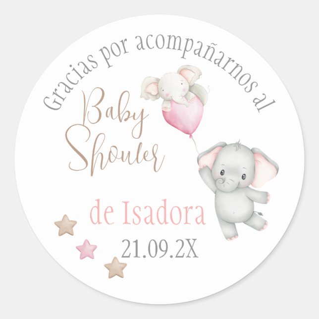 Sticker Redonda Chica Baby shower en español con e (Devant)