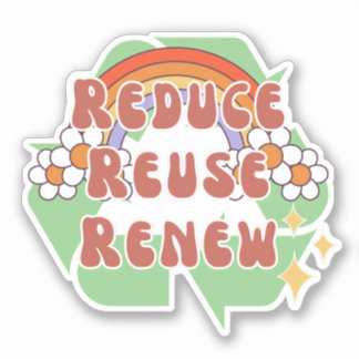 Sticker Réduire la réutilisation Renouveler les années 70