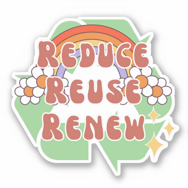 Sticker Réduire la réutilisation Renouveler les années 70  (Devant)