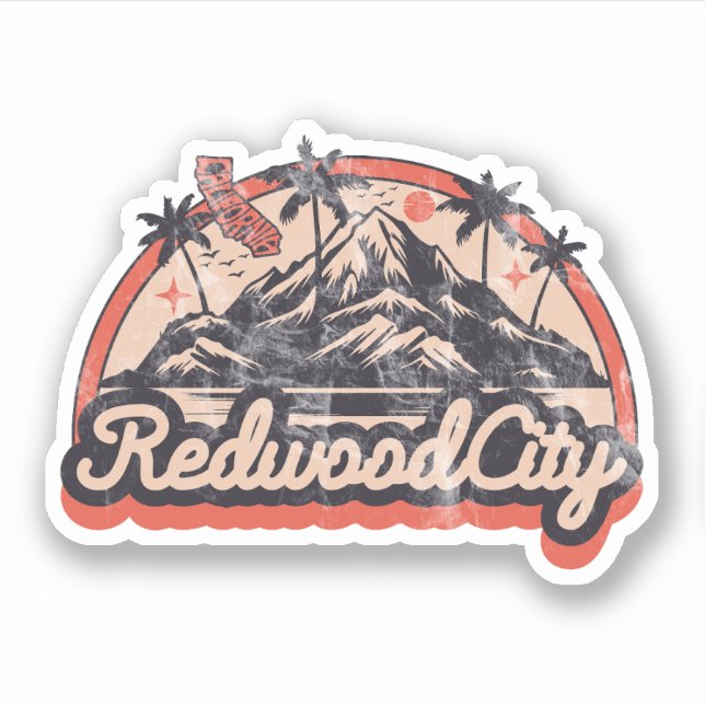 Sticker Redwood City, Californie (Devant)