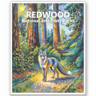 Sticker Redwood National Park Van Gogh Forêt Renard Person