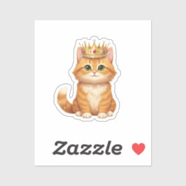 Sticker Regal Glitter Crown Cat Golden New Year Sparkle