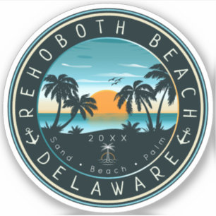Sticker Rehoboth Beach Delaware Sunset Retro Souvenir 80s