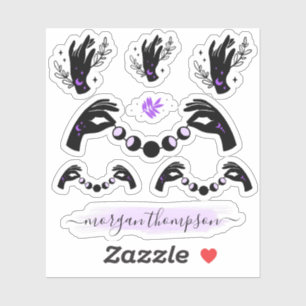 Sticker Reiki Mains & Phases Lunaires Logo Nom Personnalis