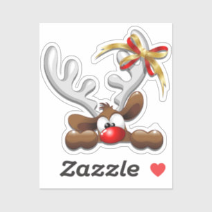 Sticker Reindeer Puzzled drôle Caractère de Noël
