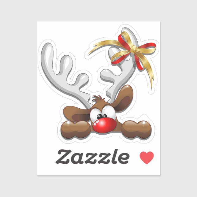 Sticker Reindeer Puzzled drôle Caractère de Noël (Feuille)