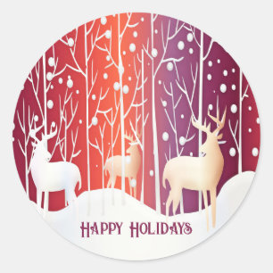 Sticker Reindeer Snowy Holiday