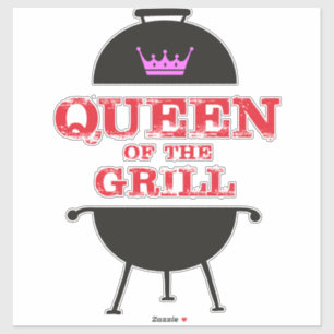 Sticker Reine Du Grill, Rouge Couronne Rose