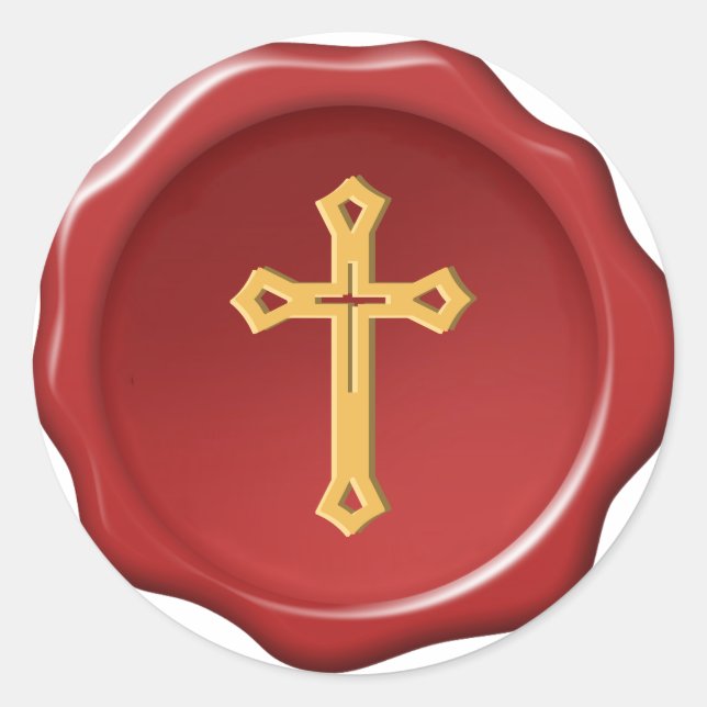 Sticker religieux de cire rouge de la Croix Jaune (Devant)