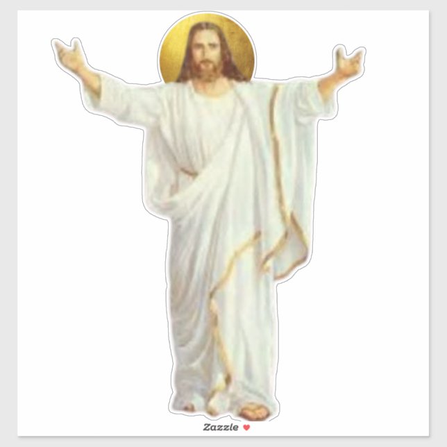 Sticker religieux en vinyle coupé sur mesure JESUS (Feuille)