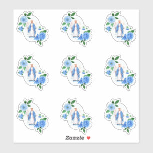 Sticker Religieux floral béni par catholique de Vierge