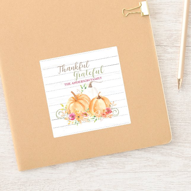 Sticker Remerciements | Aquarelle Citrouille automne autom (Carnet)