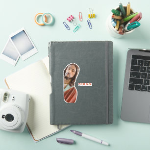 Sticker Remettez-Le Drôle Jésus Sur arrière - plan Blanc