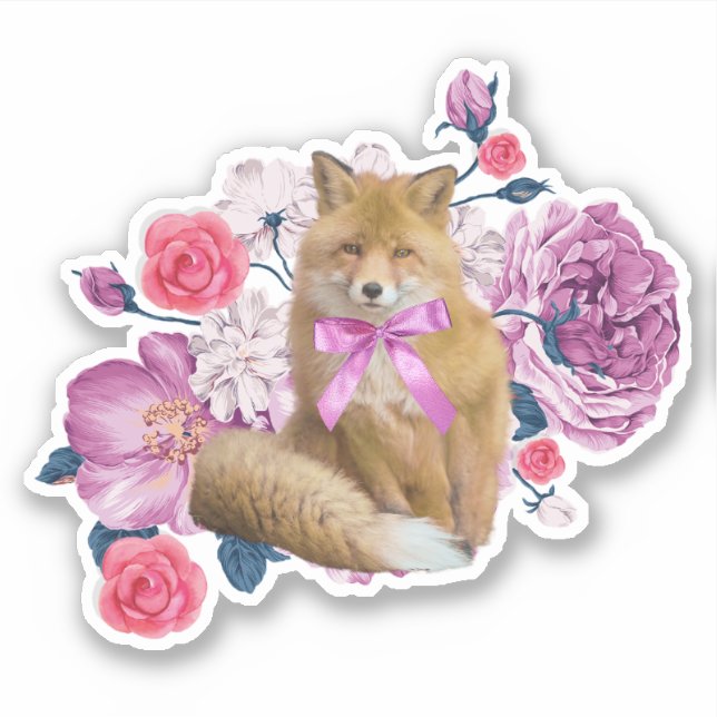 Sticker Renard à fleurs (Devant)