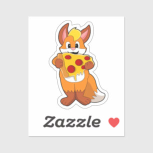 Sticker Renard avec pizza
