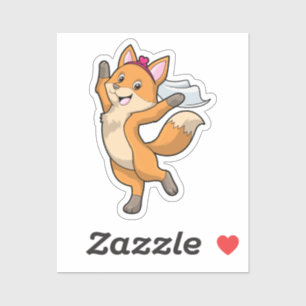 Sticker Renard comme mariée avec Voile & Coeur