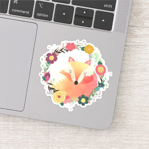 Sticker Renard doré mignon dans le contour de la couronne