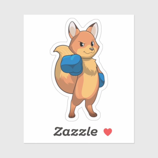 Sticker Renard en boîte avec gants de boxe (Feuille)
