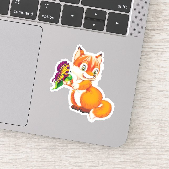 Sticker renard et papillon (Détail)