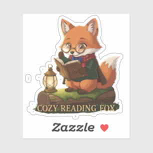 Sticker Renard Lecteur Confortable Amateur de Livres Fan