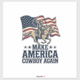 Sticker Rendez à l'Amérique son Cowboy Patriote Chemise We