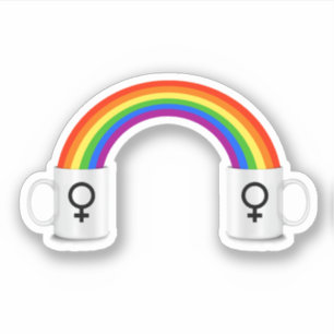 Sticker Rendez-vous café arc-en-ciel lesbien